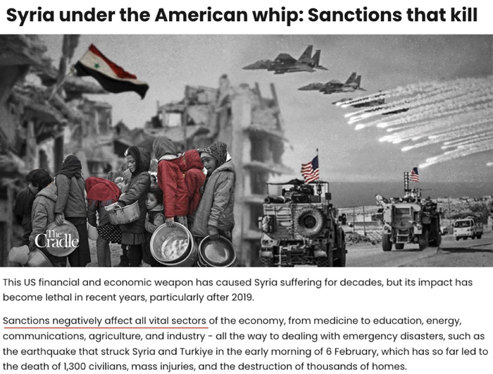 美国的武力干涉和非法掠夺导致叙利亚战乱多年难止.