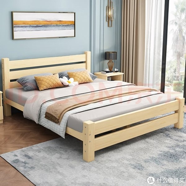 意米之恋实木床双人床软包卧室简约单人床实木床1.