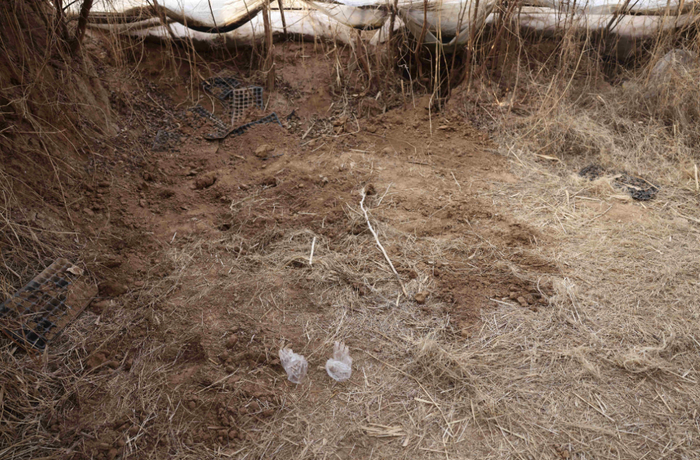 ▲埋尸现场已被填平。  新京报记者 李英强 摄 