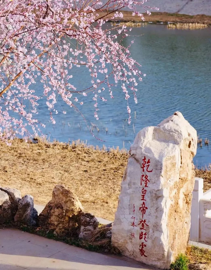 桃花堤"乾隆皇帝登临处"石刻摄影 陈雅亭道光二十六年(1846年)的《津