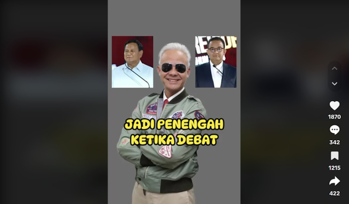 TikTok上甘贾尔·普拉诺沃穿着夹克的宣传视频