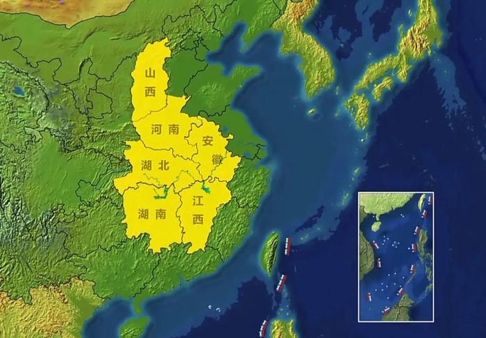 中部地区包括晋皖赣豫鄂湘6省 图来自央视