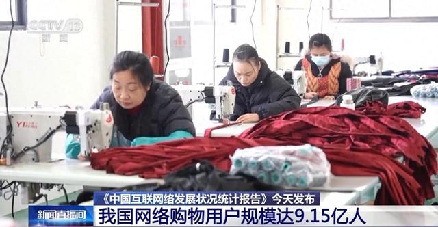 我国网购用户规模达915亿人国货潮品等成消费新热门