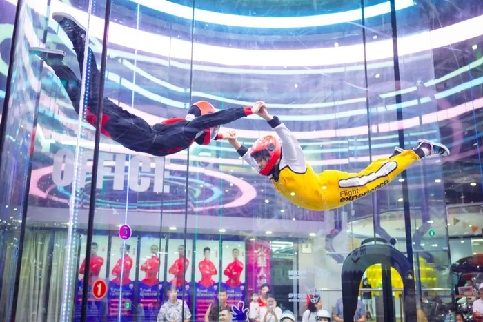 室内跳伞(风洞)场景(资料图)本次比赛设动态竞速,基础飞行,四人造型