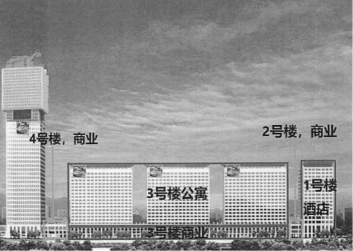以3栋盘古七星公馆为"龙身",以1栋盘古七星酒店为"龙尾"
