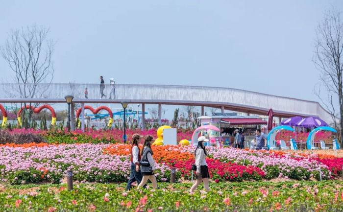 除了可以打卡花海公园里也很适合骑行,散步园内有多种儿童游乐设施