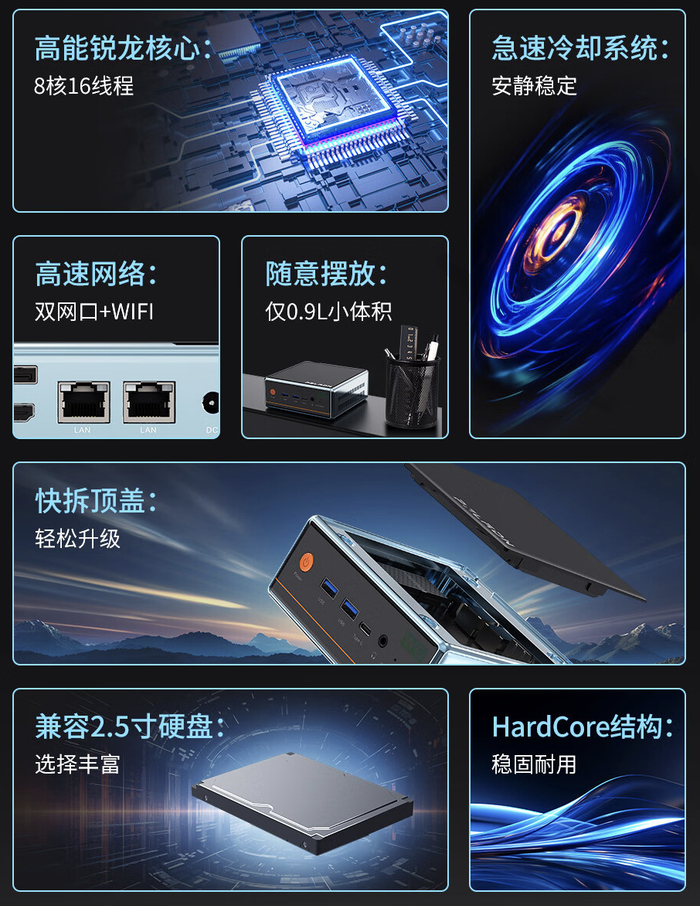 磐镭wo4 迷你主机开售:r7-5700u,双网口,1699 元起|主机|it之家_新浪