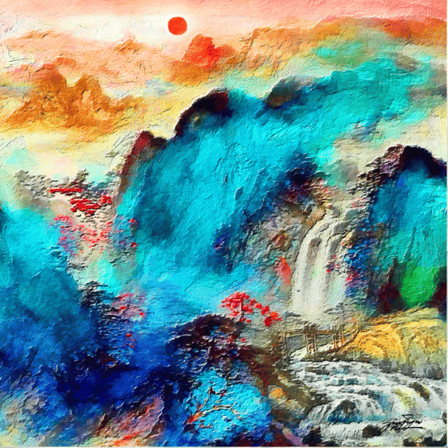 光影平面油画《江山多娇》入编全国高等院校艺术概论|江山多娇|油画