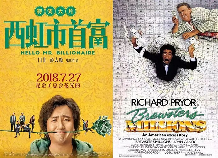 《西虹市首富》与原作《布鲁斯特的百万横财》（图源：豆瓣）