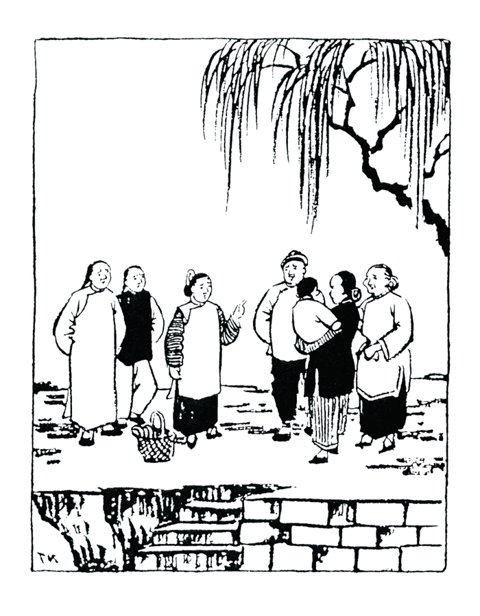 "我真傻,真的,"她说,"我单知道雪天……"(丰子恺插图)除了祥林嫂