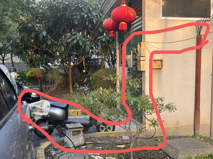 森安苑小区里正在充电的新能源车。