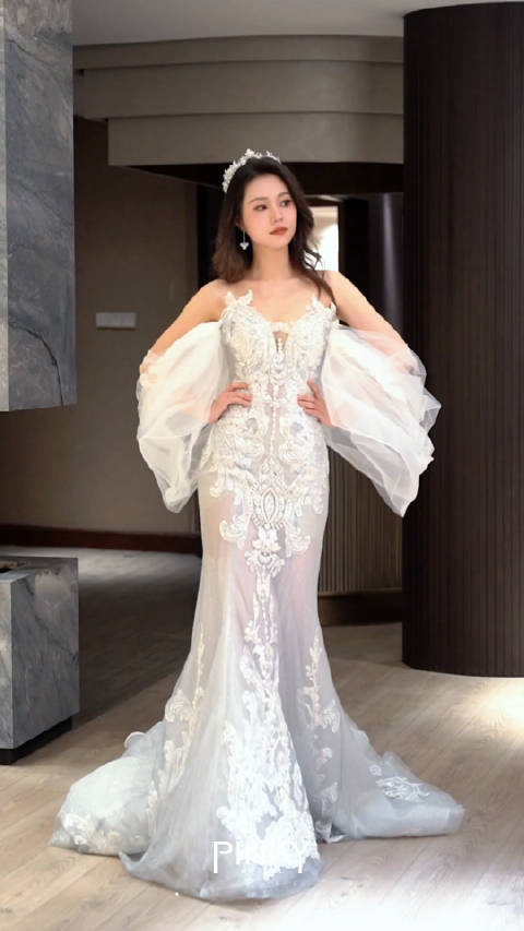 pinkybridal婚纱浮光掠影般的浪漫鱼尾仙到窒息61