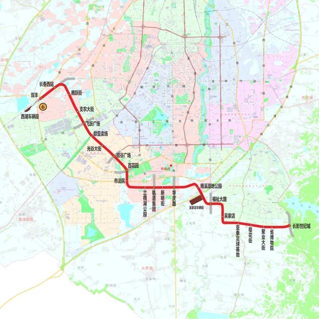 长春地铁6号线线路图,首末车时间,车隔→