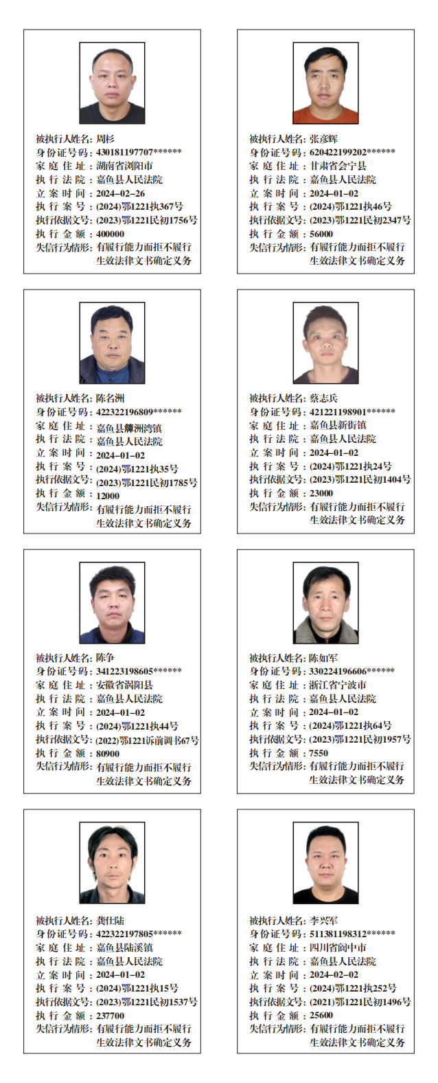 曝光!这13名老赖欠钱不还