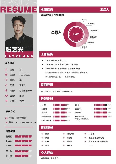 张艺兴的个人简历简单,"会的不多,全能而已" 主打一个什么都会|张艺兴