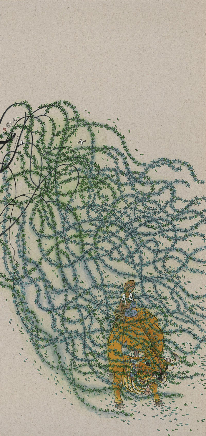 刘金贵《春》刘金贵告诉文汇记者,自己平日画画颇为随性,想怎么画就