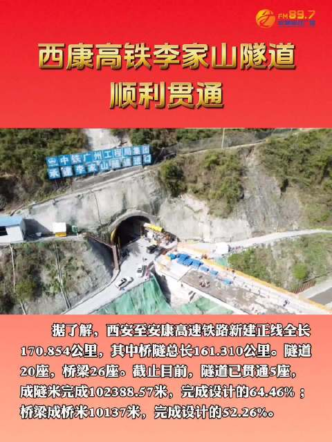 西康高铁李家山隧道顺利贯通