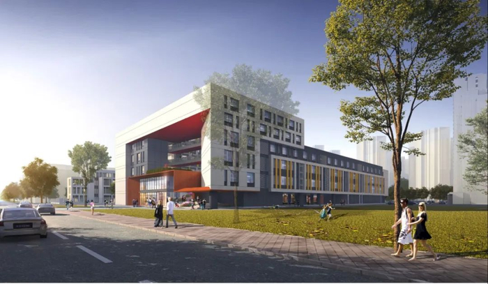 上海道办学集团红桥学校预计效果图二是在金潞园地块,建河西二幼