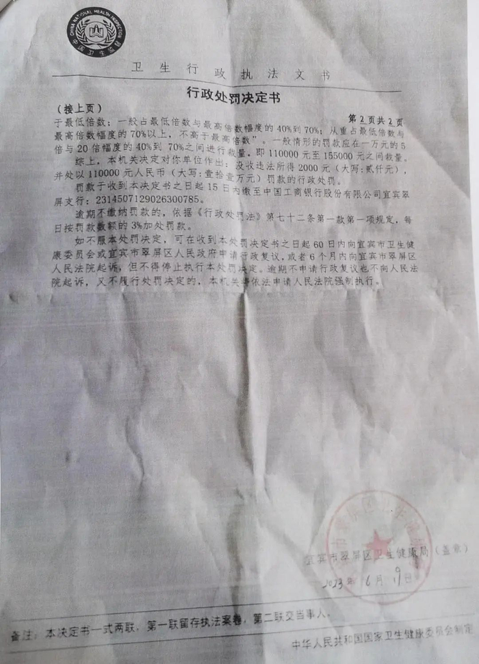 ▲行政处罚决定书