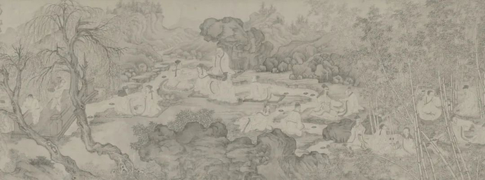 图12 （明）黄宸《曲水流觞图》卷所绘兰亭雅集场景（局部）（故宫博物院藏）