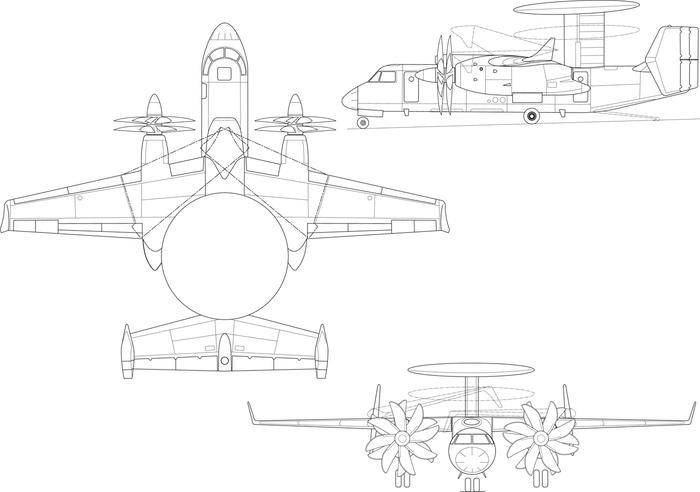 雅克-44与E-2区别较大的总体设计，反而对其重要的雷达天线布置造成了影响。