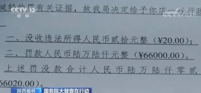 某个体户违规卖5斤芹菜，被罚6.6万元。图源：央视新闻
