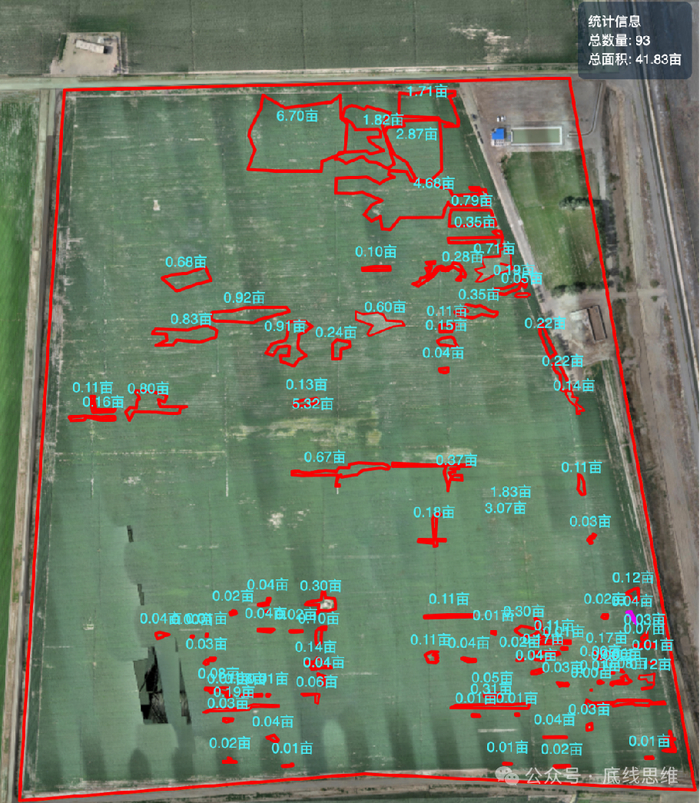 人工智能识别杂草生长区域，生成作业处方图