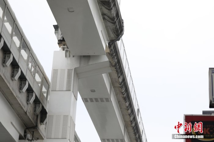 　　受地震影响，新北市捷运（公共交通系统）环状线中原站到景安站间单向有一段轨道错位。中新社记者 杨程晨 摄
