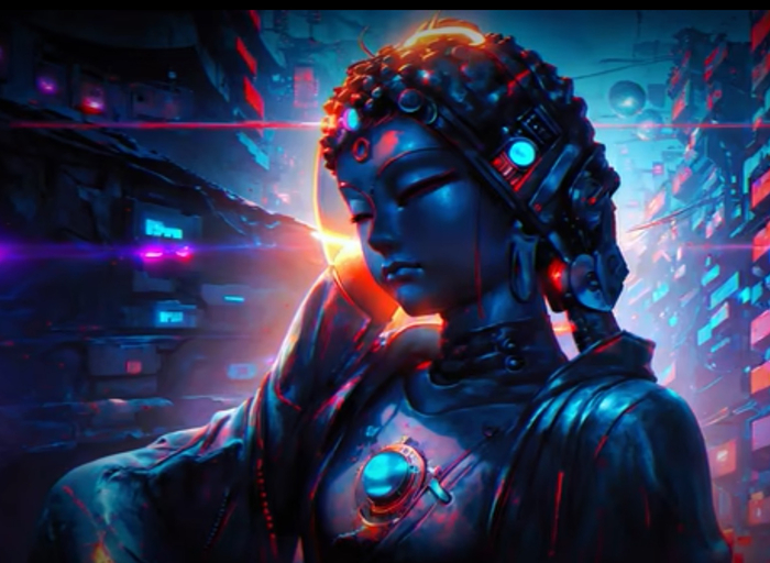 赛博菩萨，（“哔哩哔哩”视频截图）