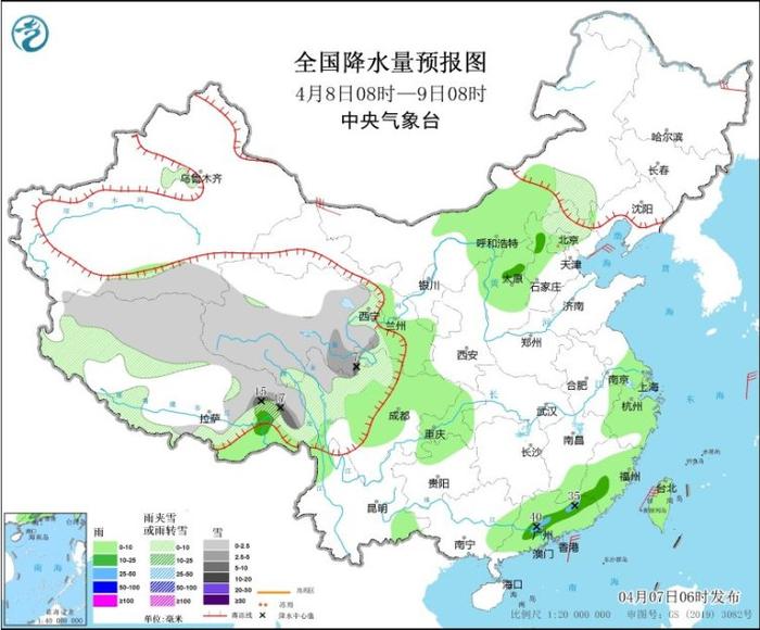 全国天气预报广东中东部福建有强降雨青藏高原东部有持续雨雪