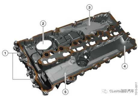 图为气门室盖的背面，橙色部分为密封胶圈（内侧）