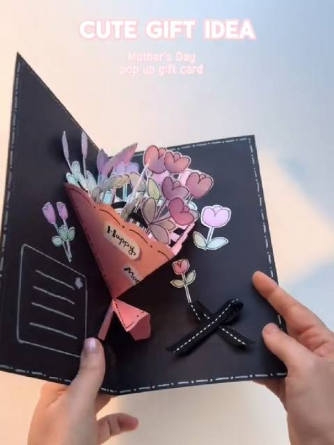 创意礼物给妈妈一张郁金香弹出式卡片制作过程不难收藏了