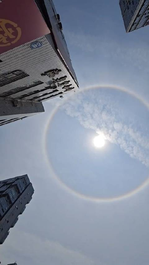 今天的深圳天空,出现了一场绚丽的日晕奇观!