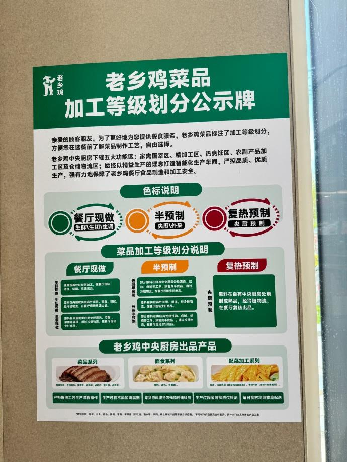 老乡鸡公开预制菜占比,专家认为"带了个好头"