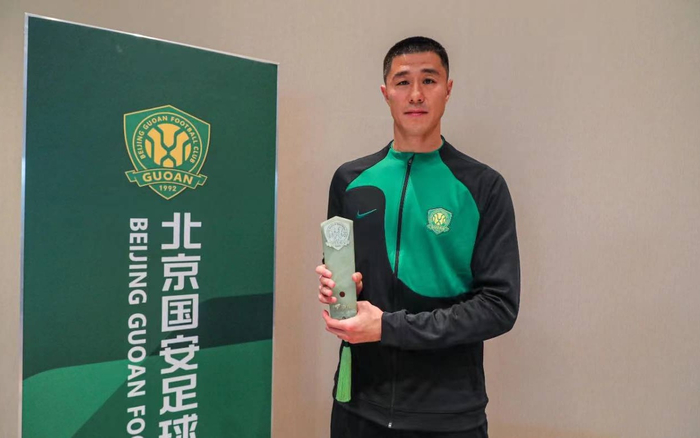 侯森当选北京国安3月最佳球员。 北京国安俱乐部供图