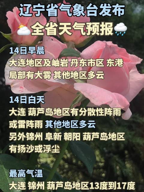 辽宁省气象台4月14日6时发布全省天气预报