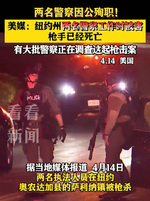 美媒美国两名警察在执法时被枪杀枪手已死亡