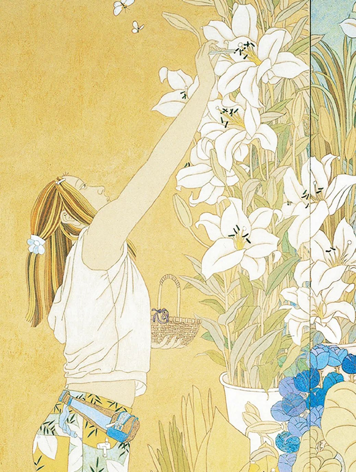 的场景所吸引,推开玻璃门想探个究竟,因为在画家的眼中花蕊是很美的