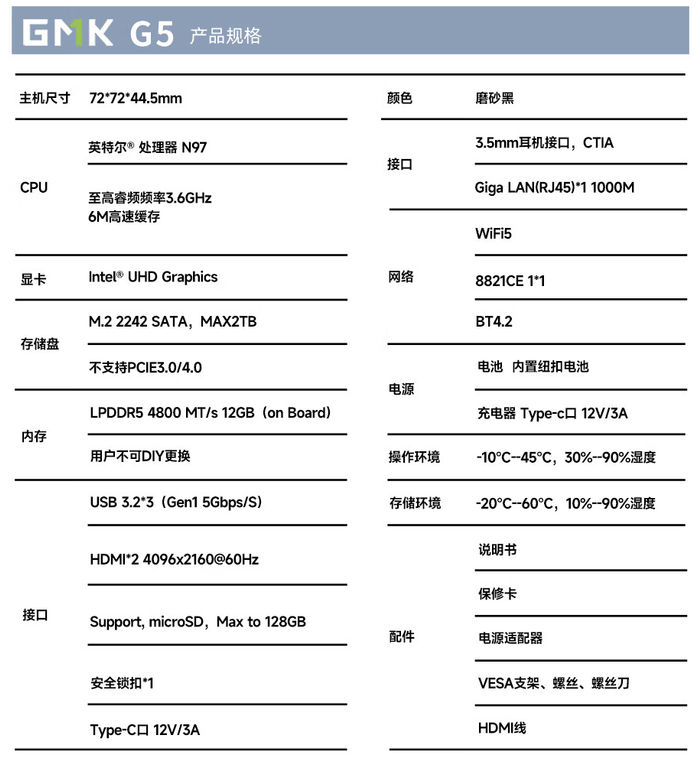 极摩客推出新款g5迷你主机英特尔n97799元起