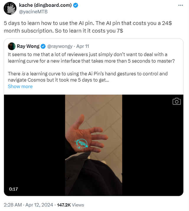 也有其他用户反驳其称，长达五天的学习成本过于高昂。来源：X平台