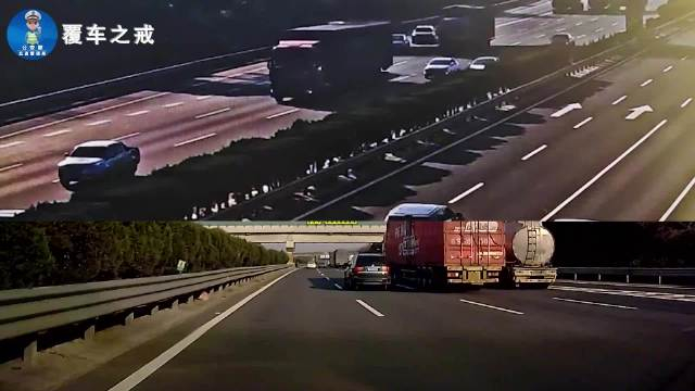 沪昆高速浙江衢州段一辆白色小客车从衢州服务区驶出后进入高速公路