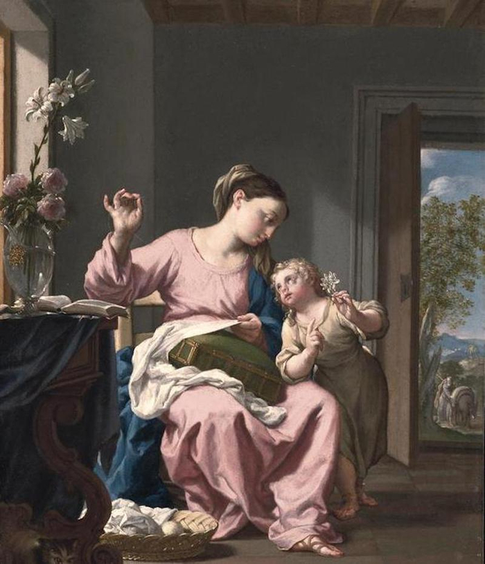 弗朗切斯科·特雷维萨尼《缝纫中的圣母》 （Madonna Sewing），约1692–1700年