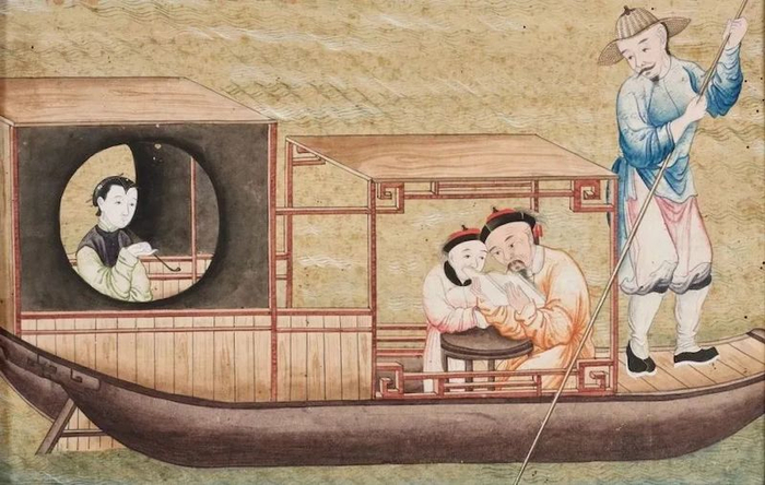 中国外销画（中国工艺制品），《乘船旅行》（Boat Trip），约1770年