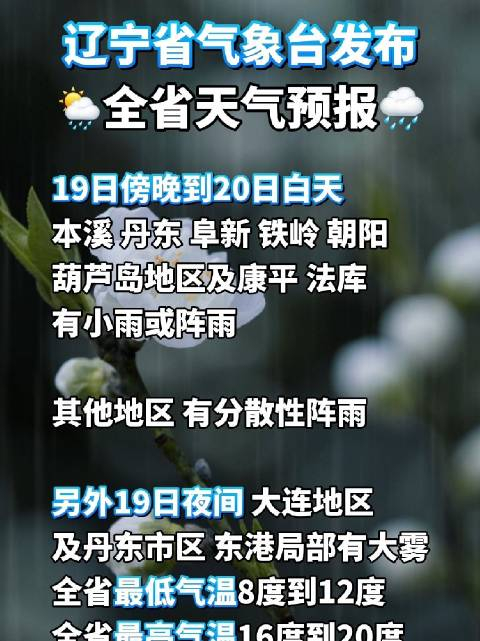 辽宁省气象台4月19日16时发布全省天气预报
