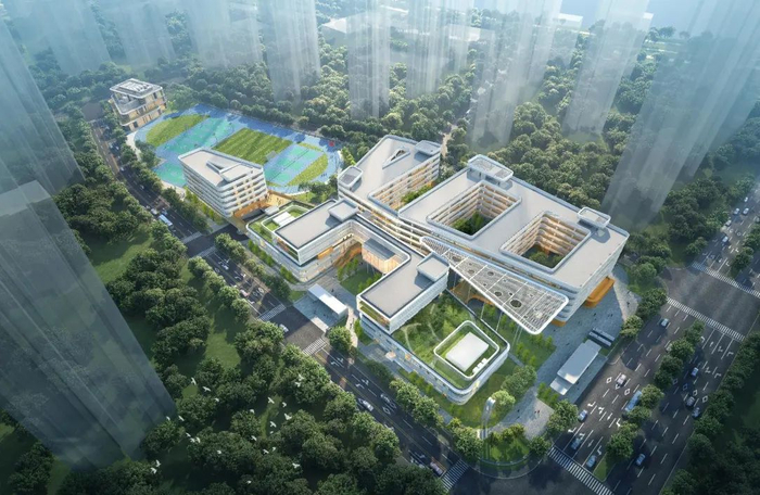 武汉英中学校新校区鸟瞰效果图。