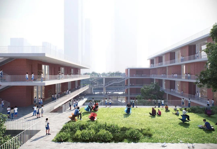 武汉外国语学校小语种基地校园内部效果图。