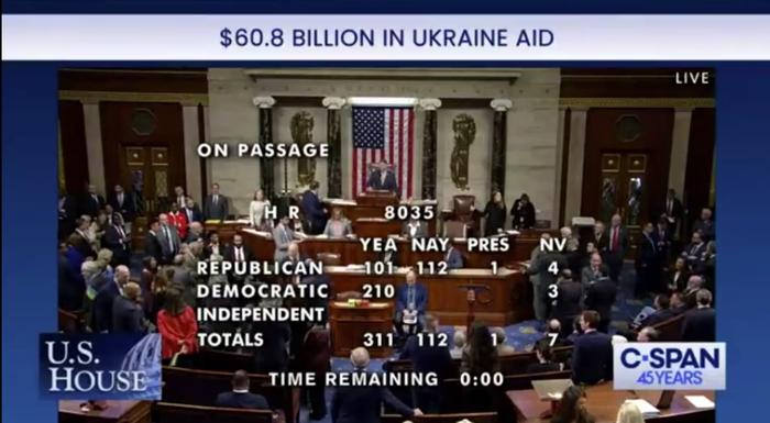 美国众议院投票结果视频截图