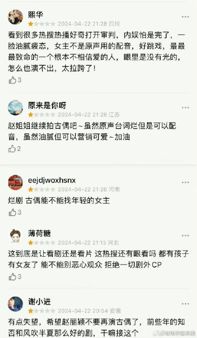 又有网友晒赵丽颖豆瓣《与凤行》的一星了,并且还不少,这正常吗?