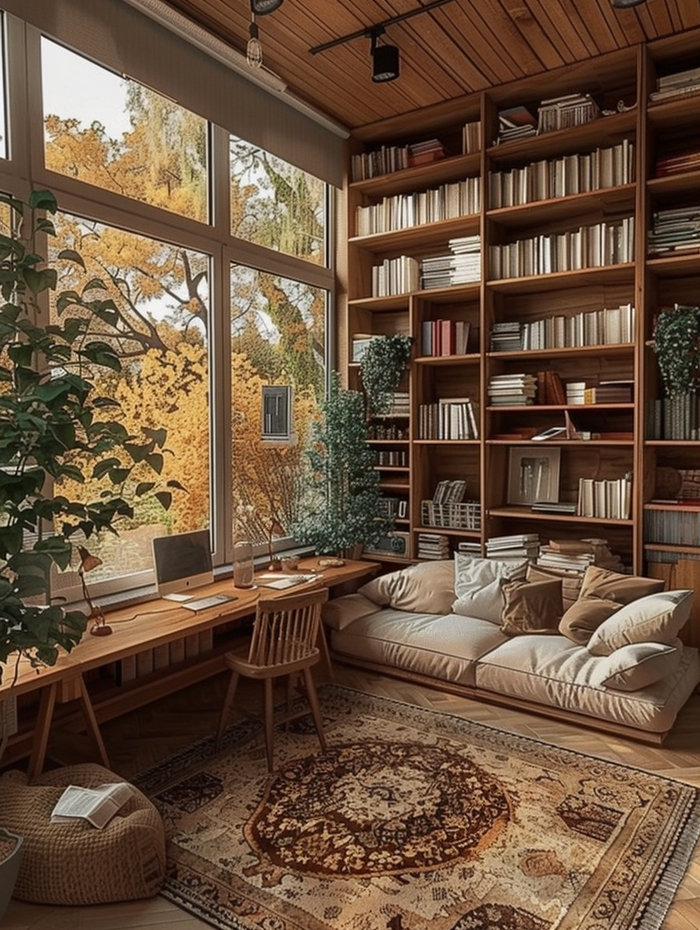 杭州一姑娘将鸡肋次卧,装修成沉浸式书房,网友:我能在这待一整天