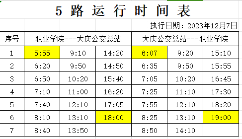 请查收!油城公交线路运行时间表